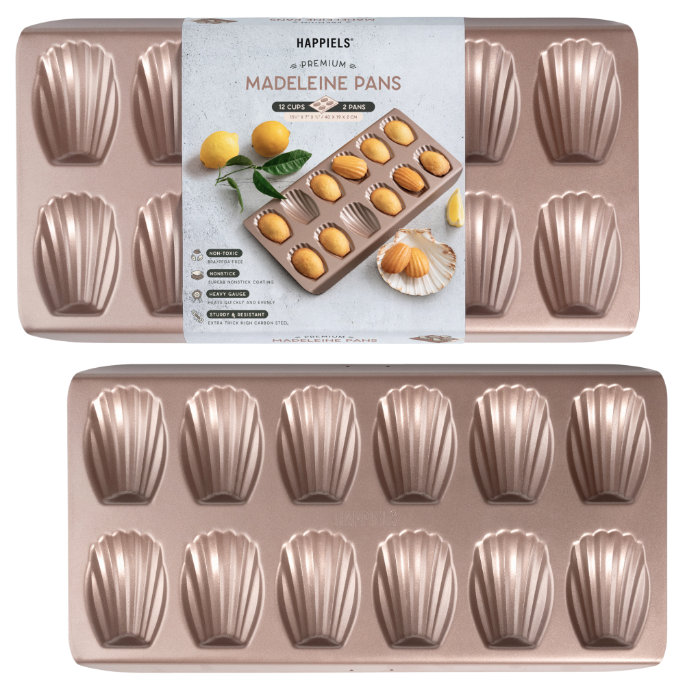 HAPPIELS 12 Well Madeleine Pan 2-Pack Nonstick Non Toxic