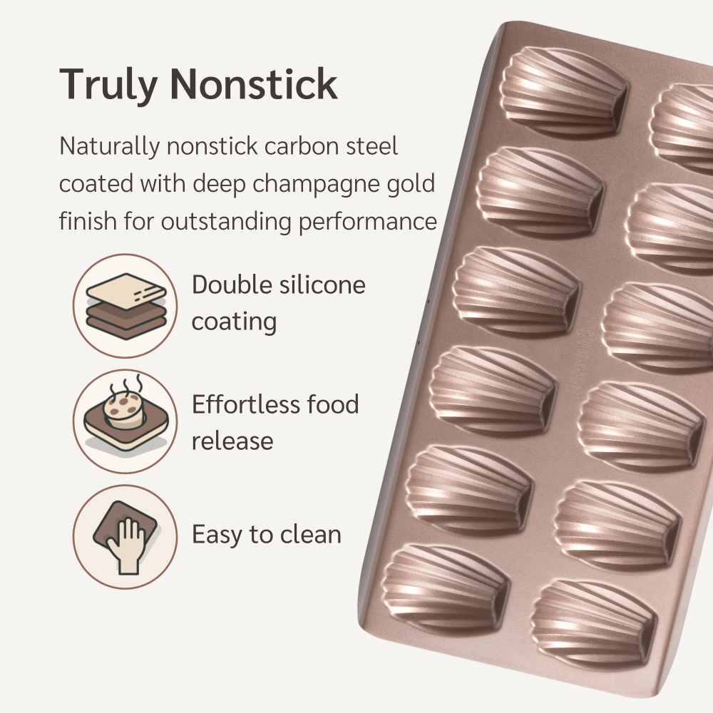 1 Madeleine pan madeleine cookie pans for baking madeleines pan oven cake mold cookie tray baking best tin mould cookies french oven happiels nonstick non stick toxic nontoxic cups well wells cup 24 mold