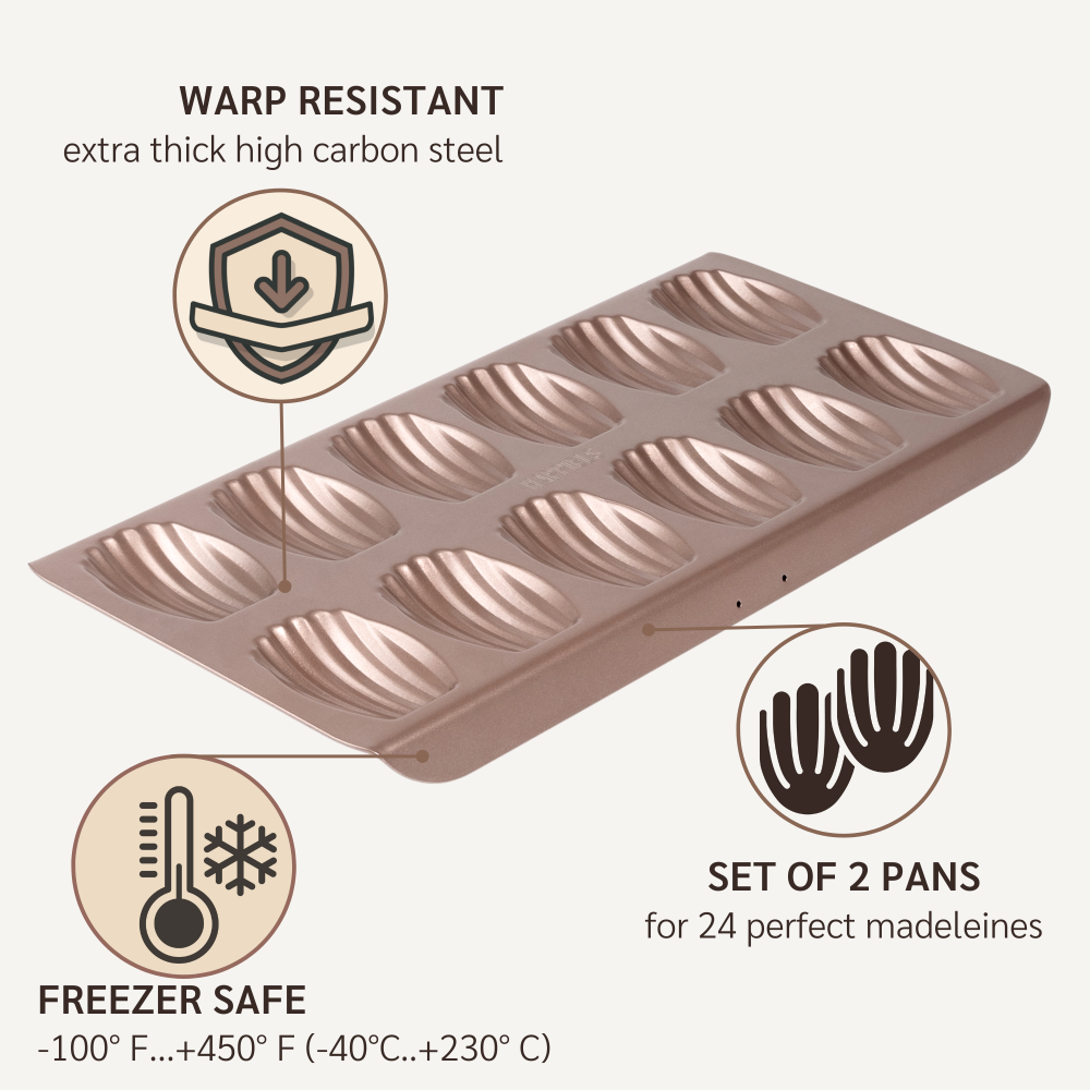 1 Madeleine pan madeleine cookie pans for baking madeleines pan oven cake mold cookie tray baking best tin mould cookies french oven happiels nonstick non stick toxic nontoxic cups well wells cup 24 mold 4