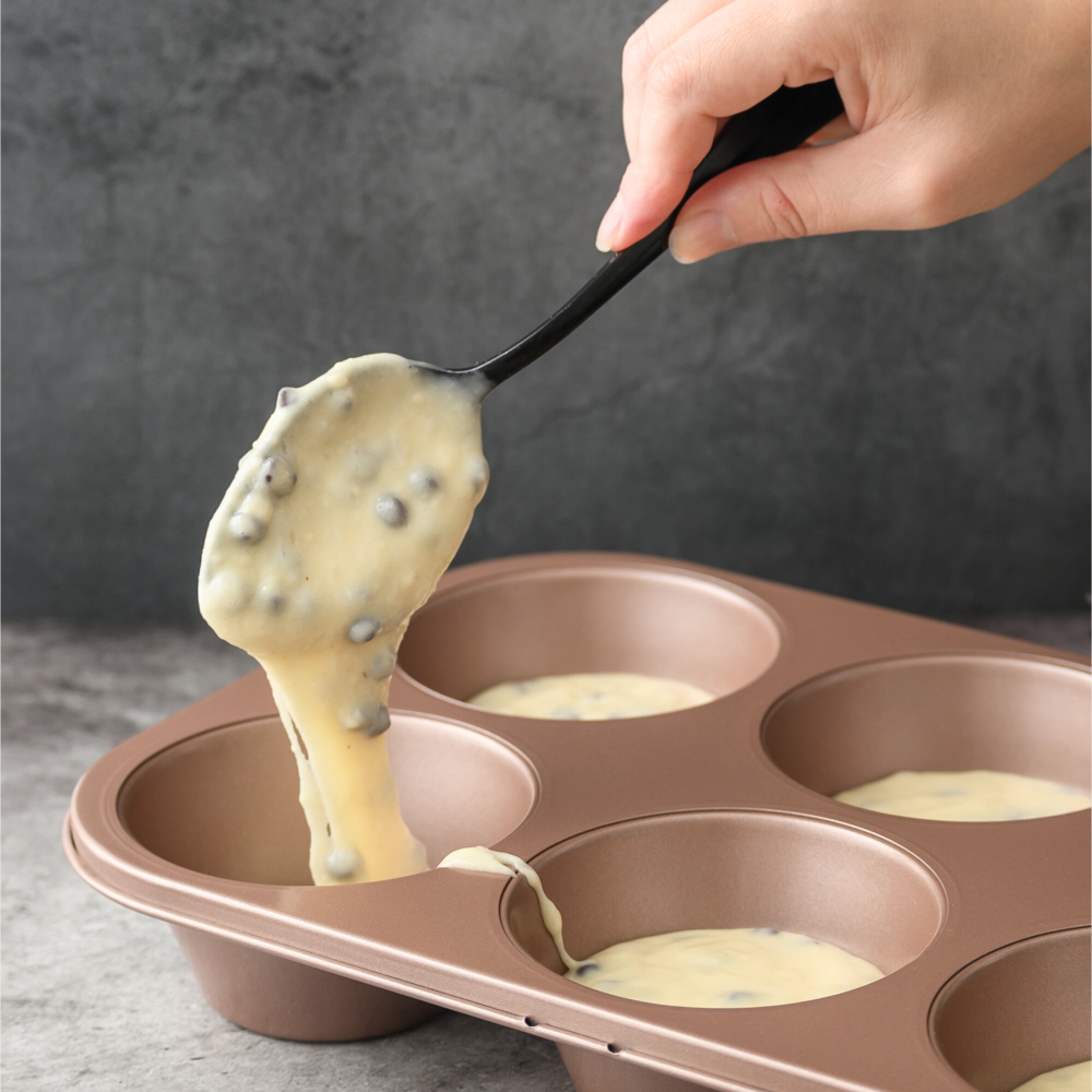 3 Happiels Jumbo muffin pan jumbo tin cupcake best large top rated pans baking big cake tray nonstick non stick non toxic nontoxic PFOA Free happiels tins trays for oven bpa free carbon steel 6 cups cup