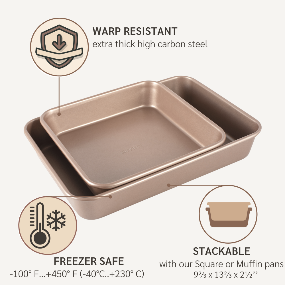 HAPPIELS nonstick PFOA, BPA free 9x13 baking pan non stick toxic 13x9 pans best nontoxic 9 x 13 cake by rectangle happiels 9x 13 9 x13 brownie brownies 9x x9 13x x13 inch in inches