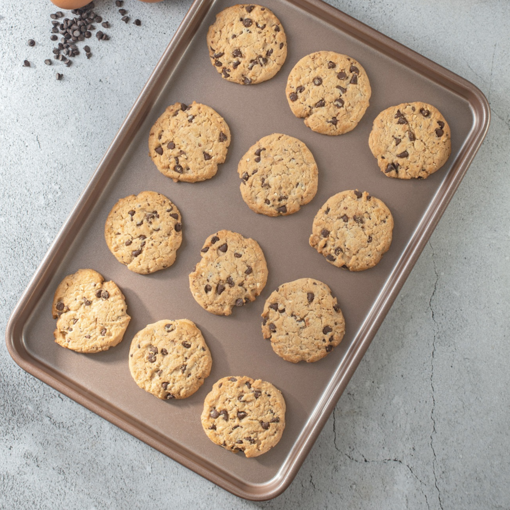 cookie baking sheets for oven nonstick nontoxic non stick nonstick non toxic bpa pfoa free cookie tray trays best carbon steel happiels baking ware baking pans 2