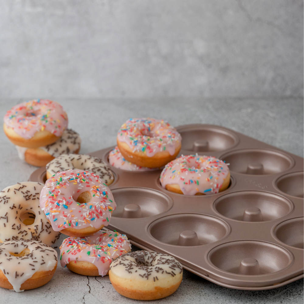 happiels donut pan best top rated nonstick donuts mold molds tin tins tray trays baking nonstick for oven non toxic nontoxic pfoa bpa free without no teflon 12 dozen holes