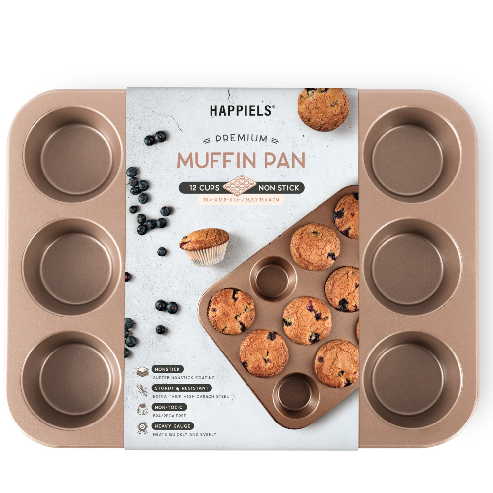 nonstick PFOA, BPA free muffin pan non stick toxic muffins pans best nontoxic cupcake tin cupcakes tins mold molds bakeware tray trays top rated carbon steel