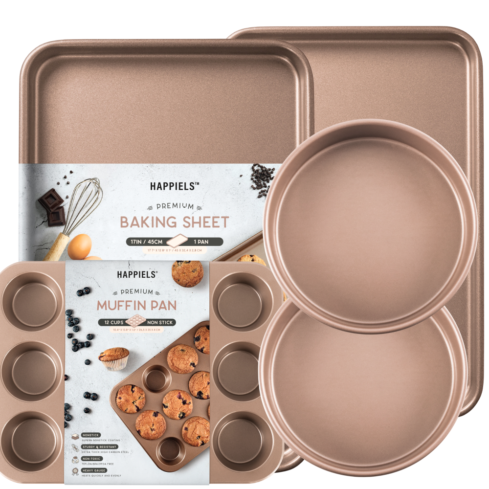 Baking Essentials 5-Piece Baking Pans Set with 15'' Cookie Sheets