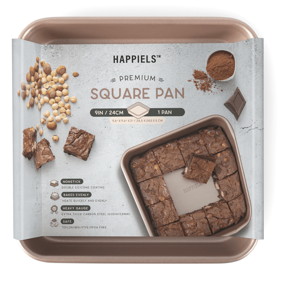9 inch Square Cake Pan with Lid, Vesteel Non-Stick Stainless Steel  Rectangle Brownies Baking Pan Set of 4, Non-Toxic & Warp Resistant, Rust  Free 