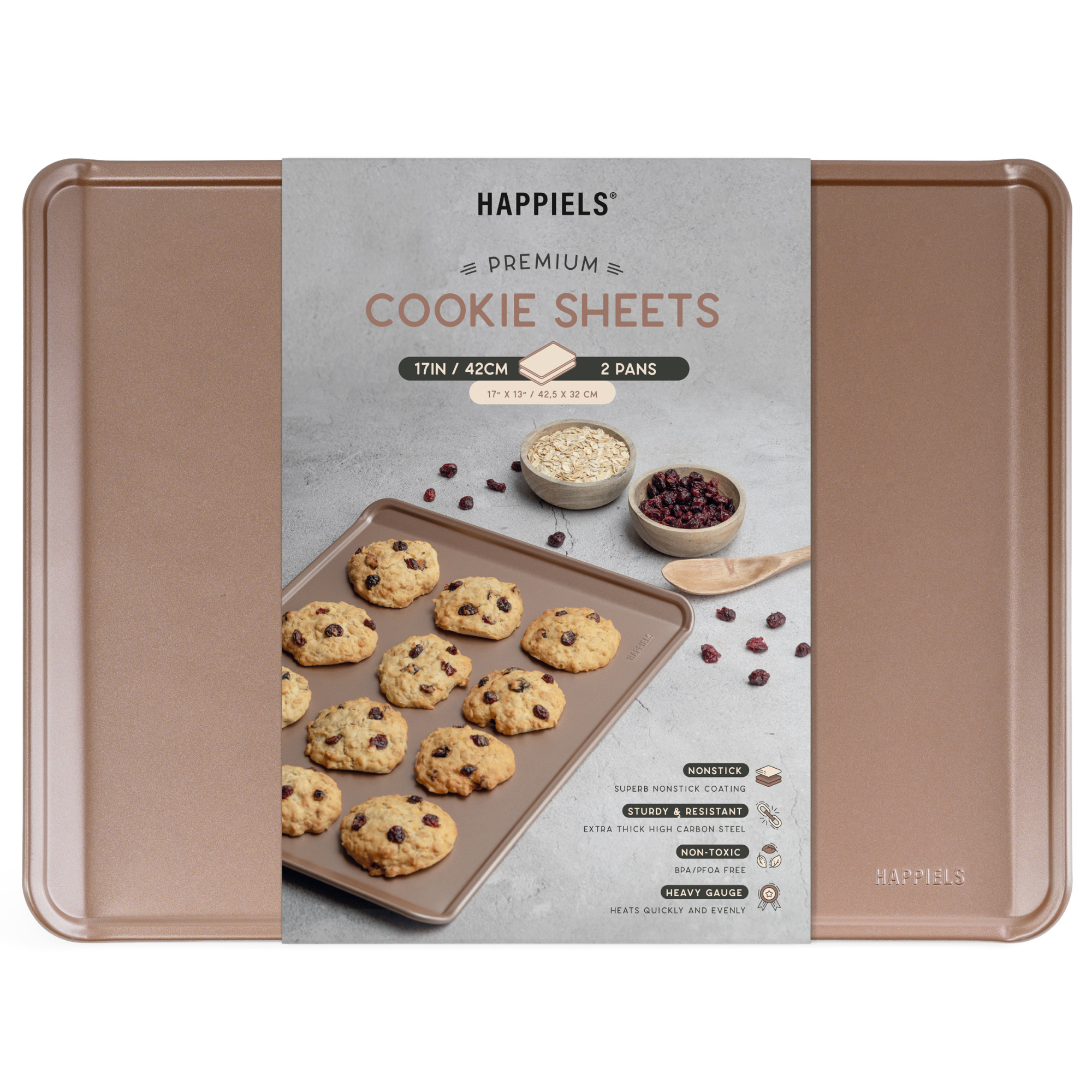 17 inch Rimless Cookie Sheet Pan Set of 2 Non Sick Non Toxic rimless lipless sideless without sides without lip 