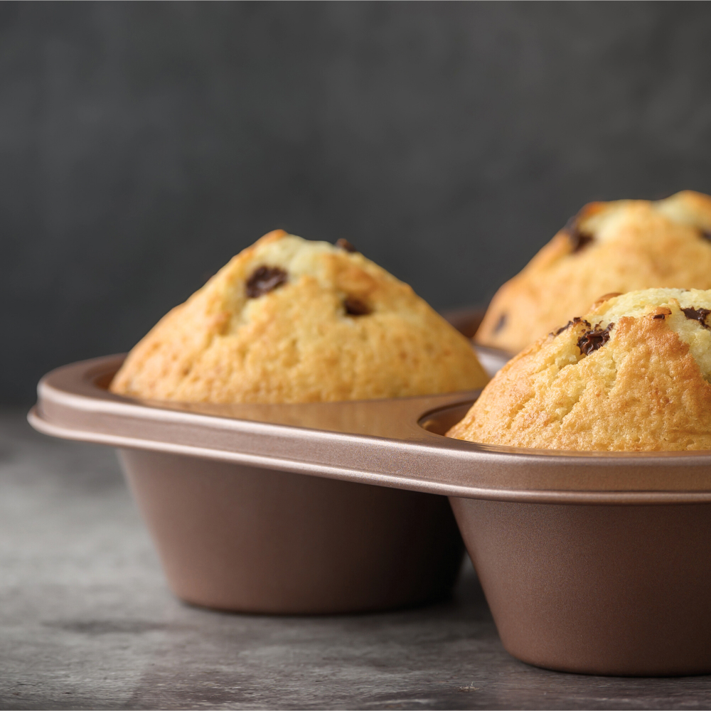1 Happiels Jumbo muffin pan  jumbo tin  cupcake best large top rated pans baking big cake tray nonstick non stick non toxic  nontoxic PFOA Free happiels tins trays for oven bpa free carbon steel 6 cups cup 