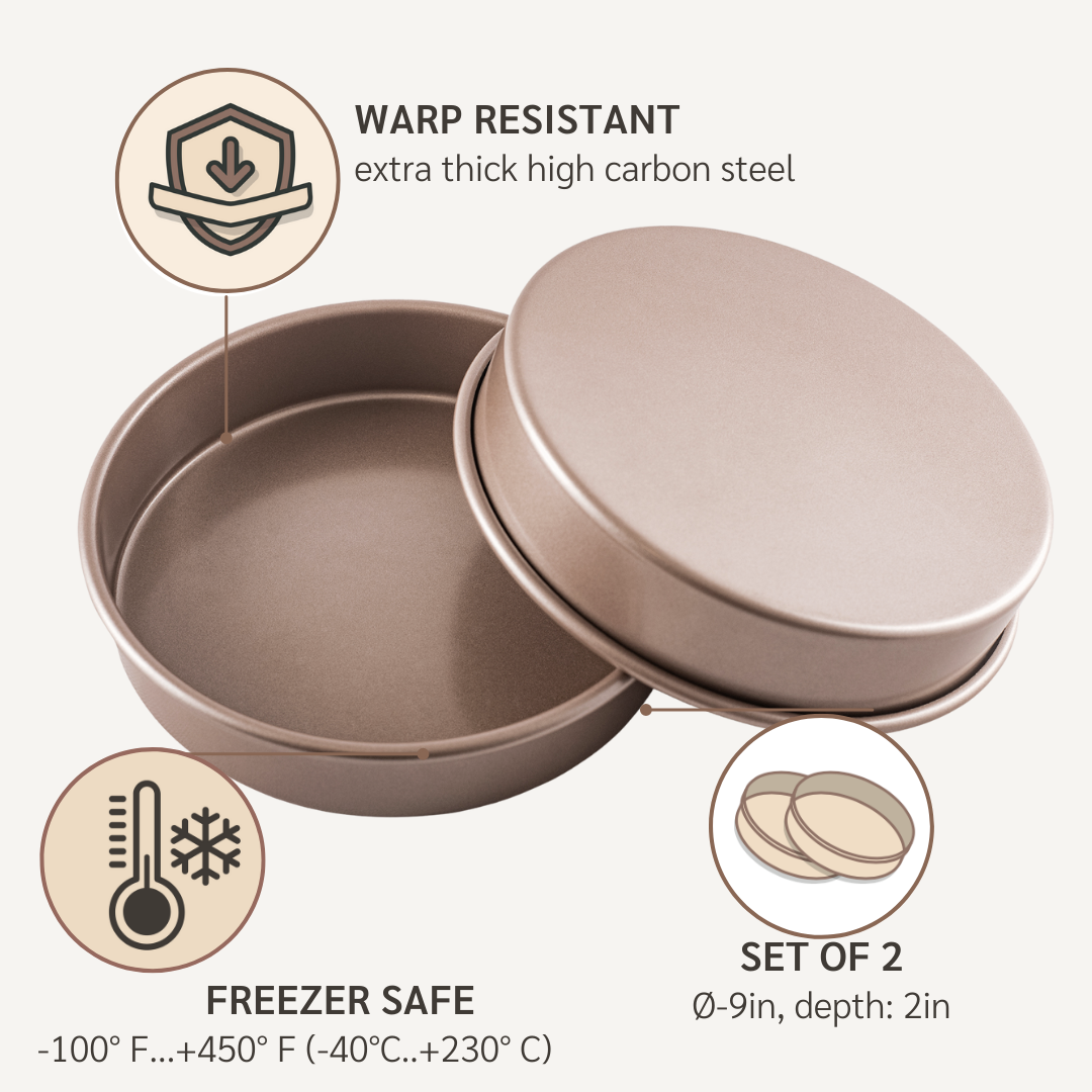 nonstick PFOA, BPA free cake pan non stick toxic round pans best nontoxic layer set of 2 9 circle inch inches 9in 9inch 9inches 