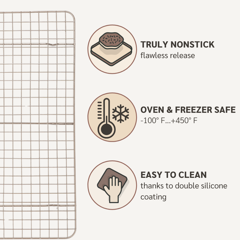 12 x 17 inch Half Baking Sheet Cooling Rack Set of 2 Non Stick Non Toxic Baking Rack HAPPIELS