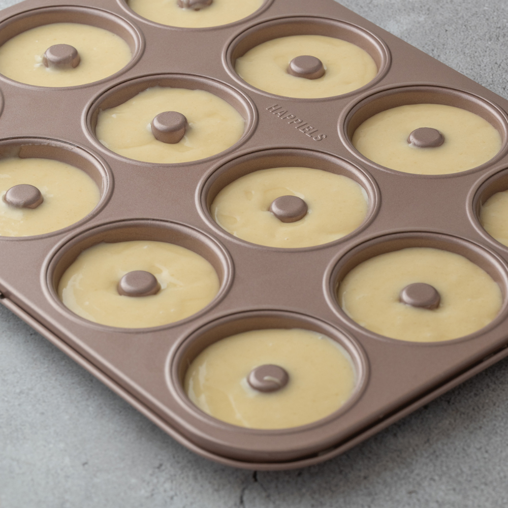 happiels donut pan best top rated nonstick donuts mold molds tin tins tray trays baking nonstick for oven non toxic nontoxic pfoa bpa free without no teflon 12 dozen holes