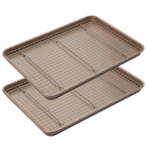HAPPIELS 18'' Half Sheet 2-Pack with Cooling Rack Set of 2
