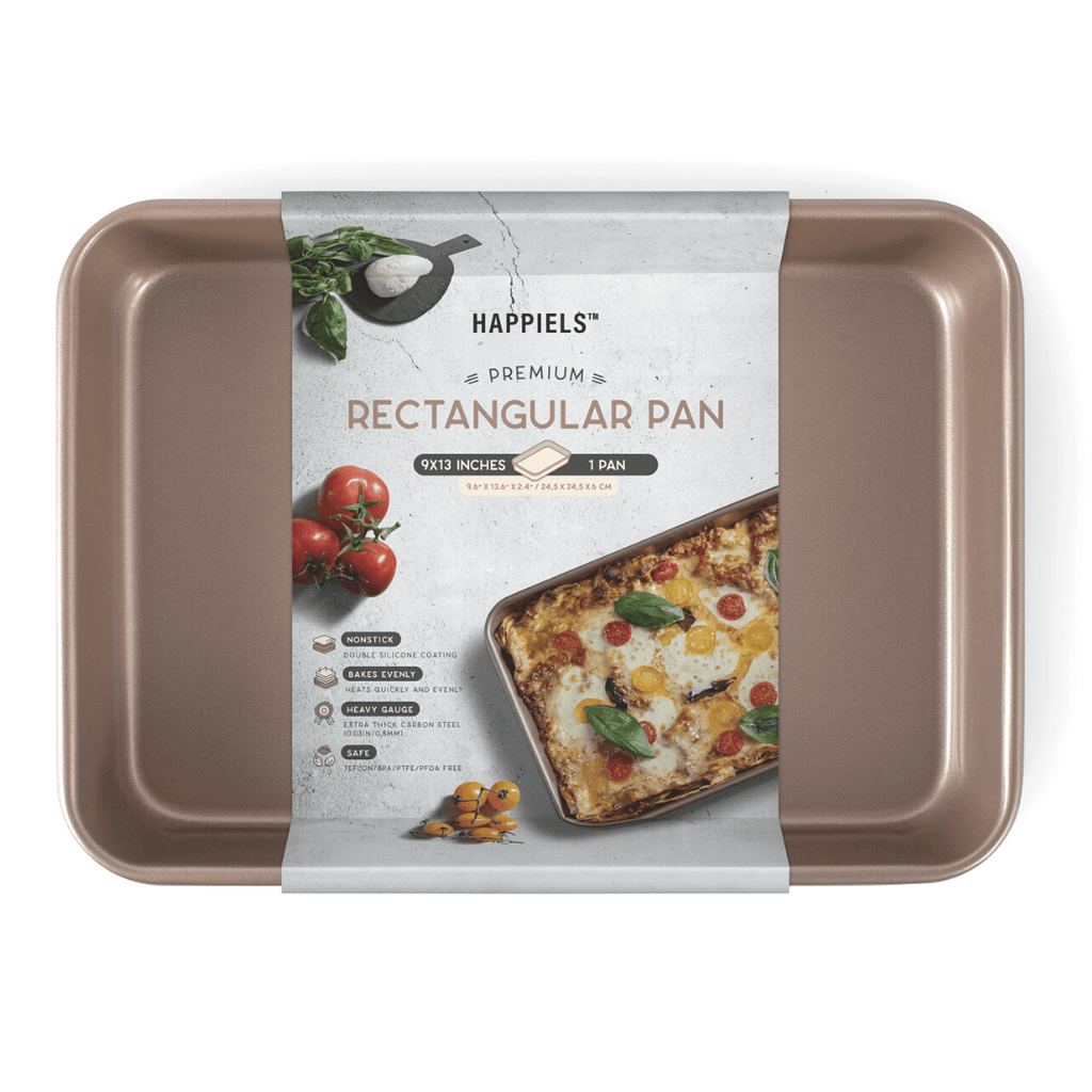 Glad Baking Pan Nonstick - Oblong Metal Dish for Cake and Lasagna - Heavy  Duty Carbon Steel Bakeware, Small, Gold